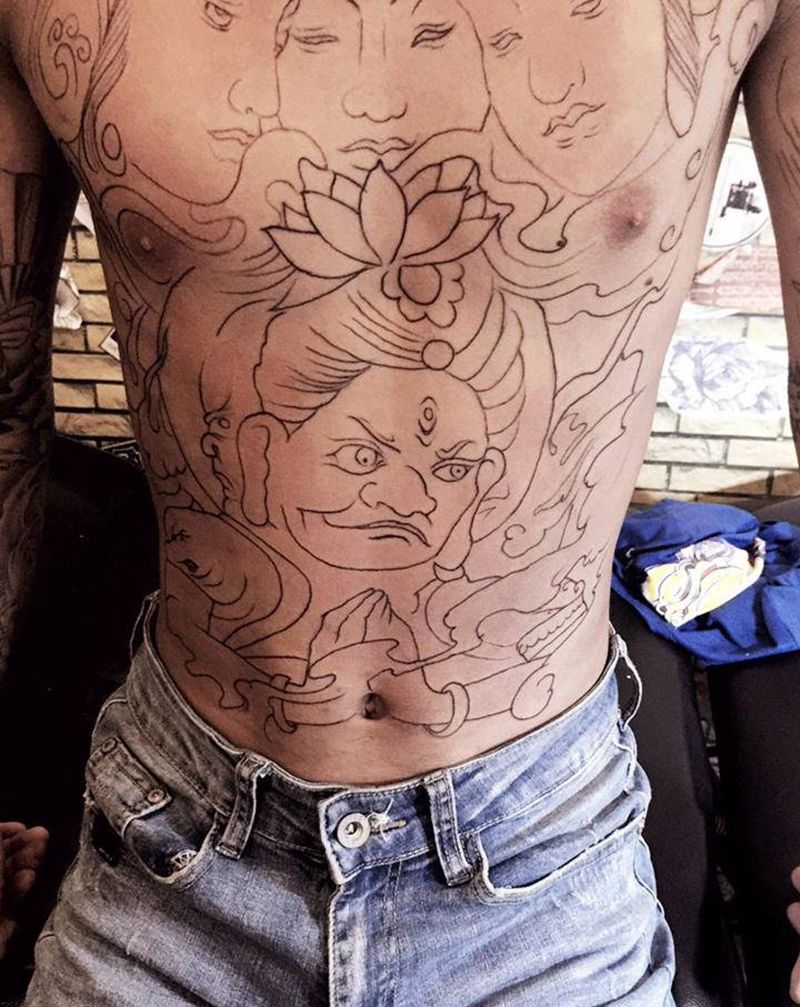 震惊啦,中国最牛通体纹身纹身图片_背部水墨纹身图案