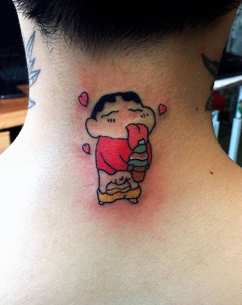 不用你说好看不好看，人家自己喜纹身图片_肩部New School老传统纹身图案