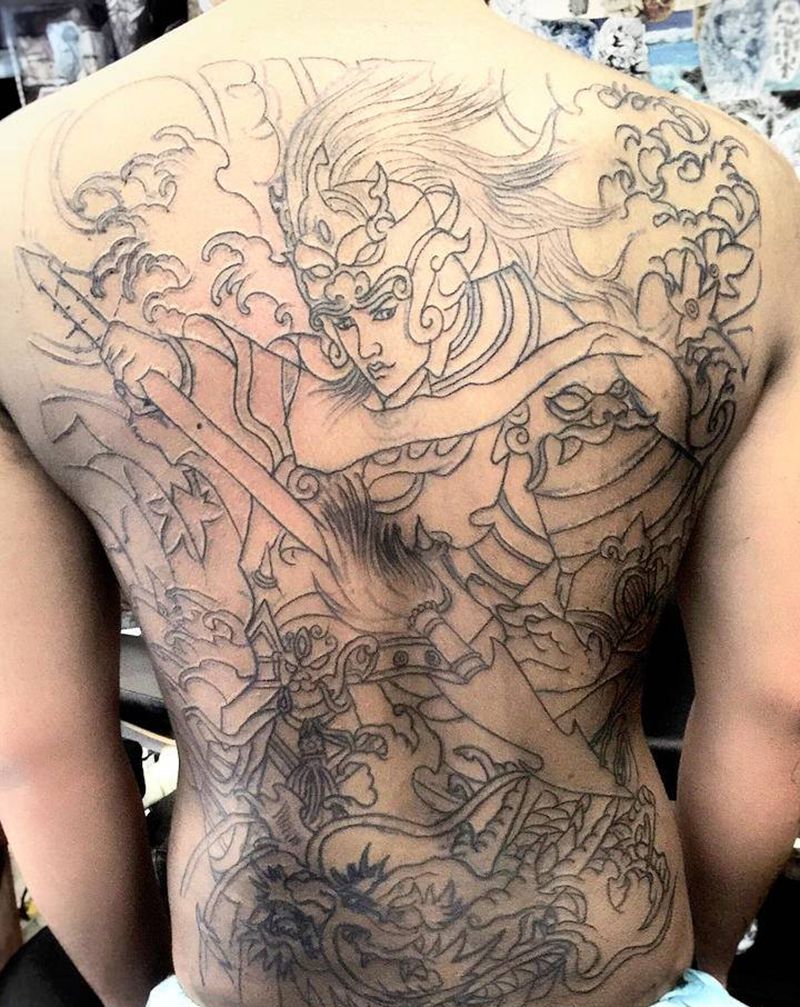 这是赵云，这不是普通的赵云，这纹身图片_腹部背部新传统纹身图案