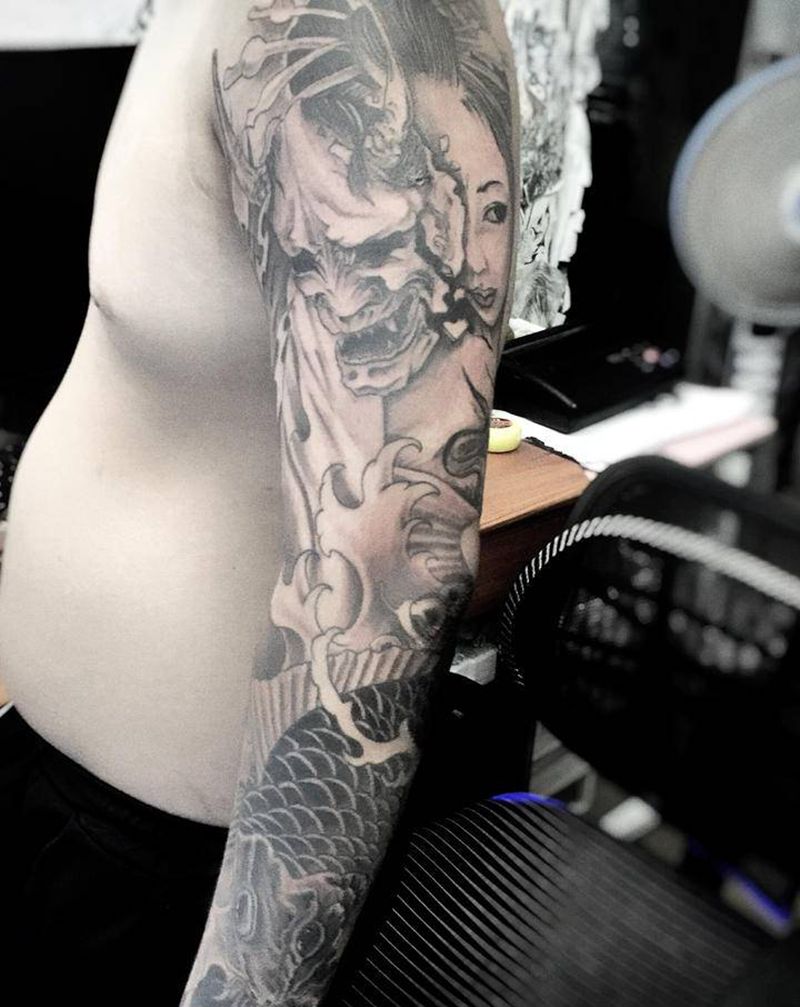 花臂,帅爆了……纹身图片_腿部肩部欧美写实纹身图案