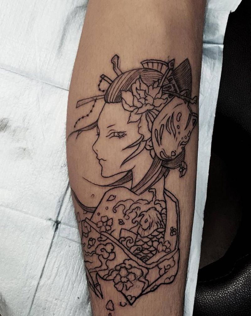 疫情期间，你受到了哪些影响，影纹身图片_颈部腿部New School几何纹身图案