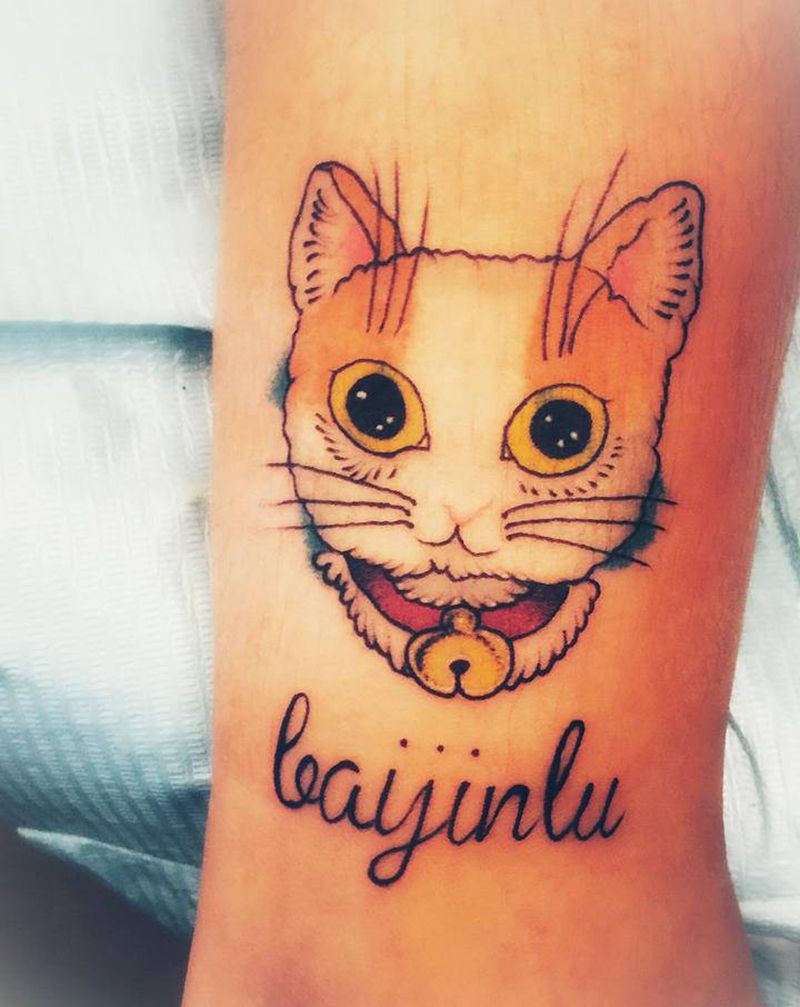 喵,别墨迹,干就完了……纹身图片_颈部臀部New School老传统纹身图案