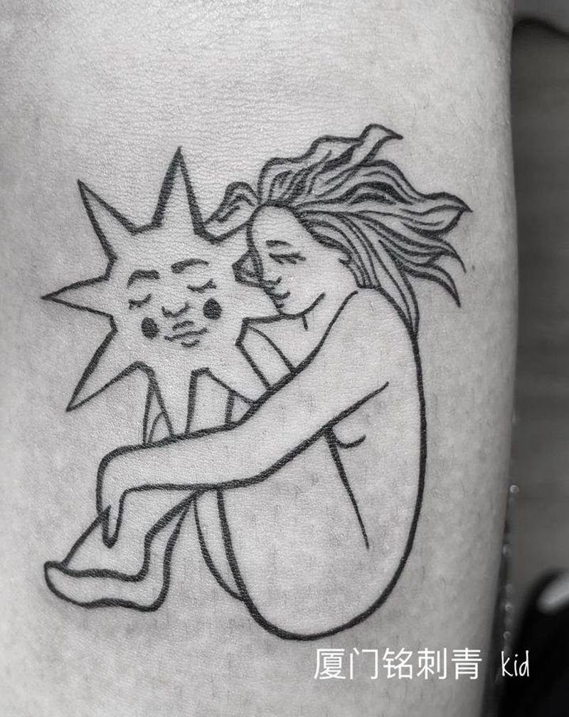 人物纹身图片_手臂太阳人物纹身图案
