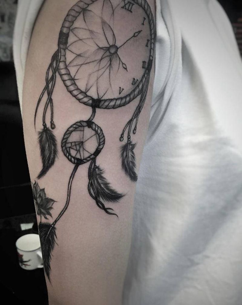 捕梦网，留住时光，留住理想，纹纹身图片_颈部腰部New School几何纹身图案