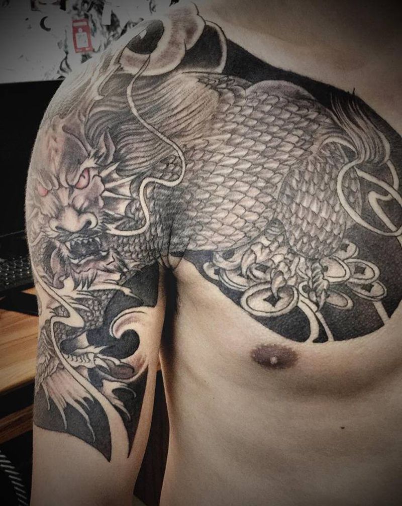 麒麟纹身,帅的一逼,特价纹身图片_颈部腿部New School水彩纹身图案