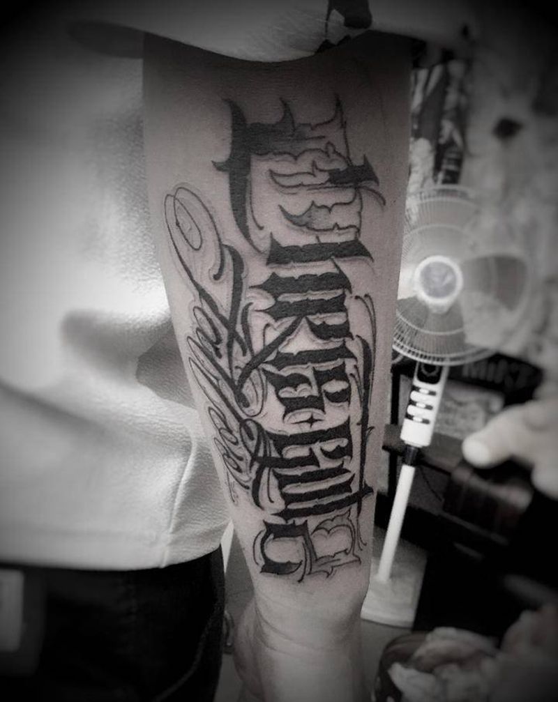 花体字,太帅了,把妹必备,纹身纹身图片_颈部背部New School纹身图案