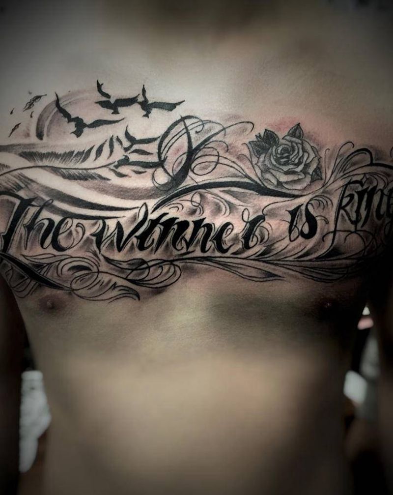 坚持不一定有用,可是不坚持,我纹身图片_腹部肩部新传统水彩纹身图案