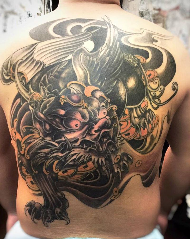 回到最初的时候，一心一意把纹身纹身图片_颈部背部New School老传统纹身图案