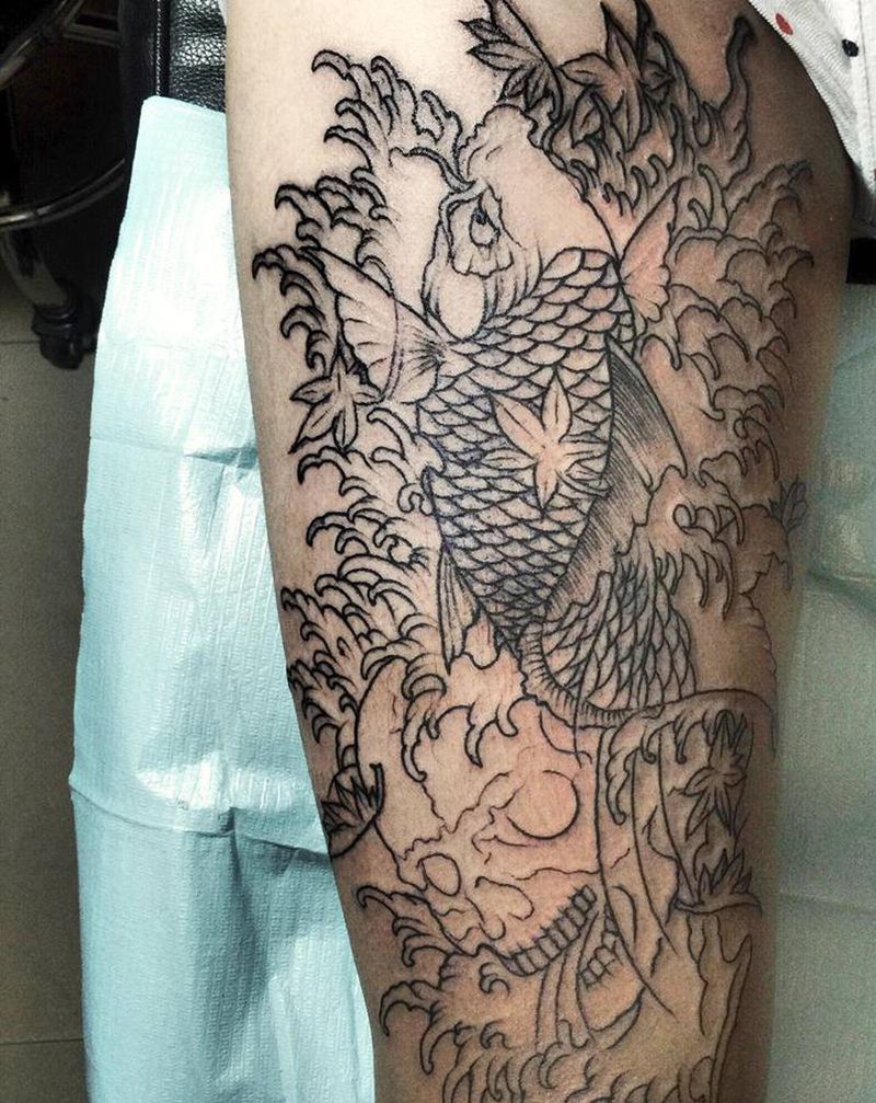 大腿纹身,酸爽哦,哈哈哈哈哈纹身图片_臀部颈部老传统纹身图案