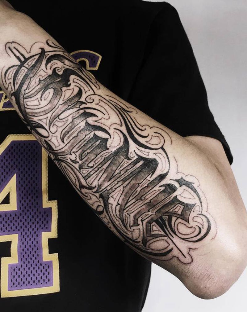 定制花体纹身图片_手臂花体字纹身图案