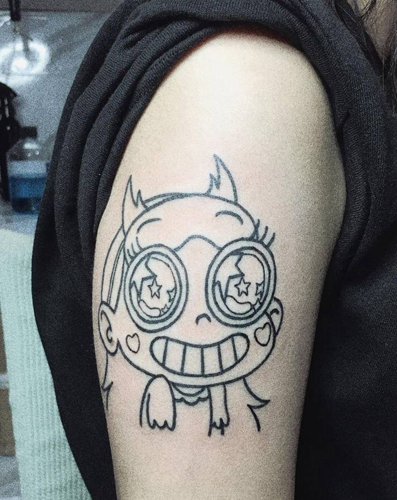 飞天小女警纹身图片_手臂几何New School纹身图案