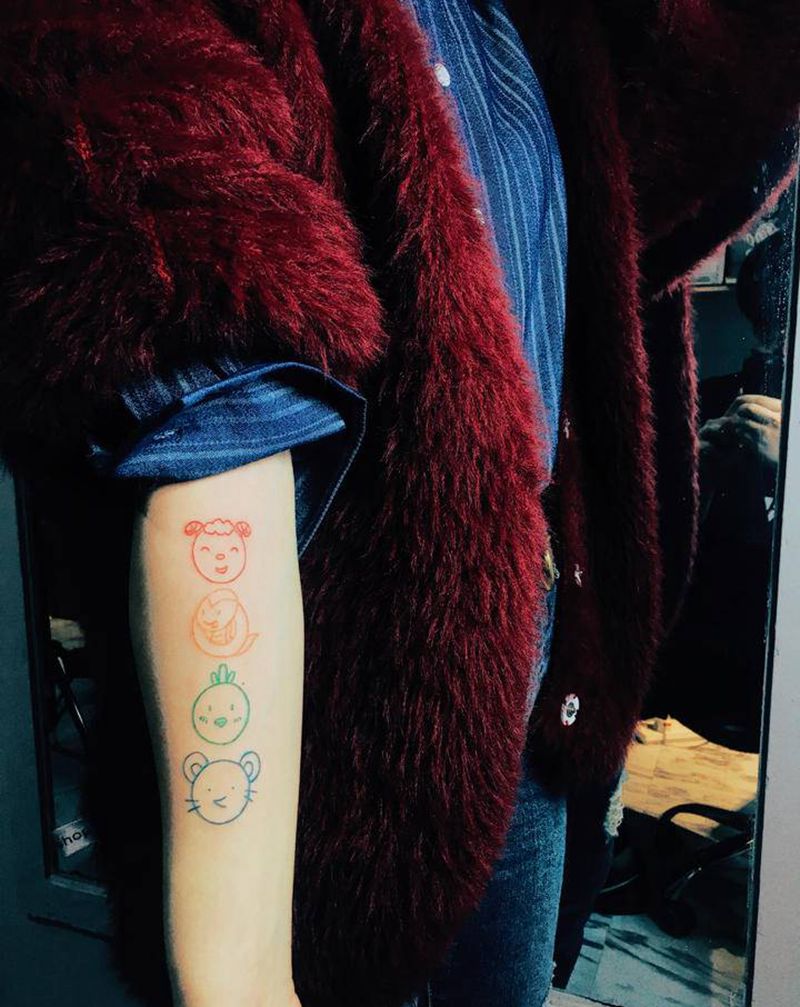 定制可爱家人生肖纹身图片_手臂几何纹身图案