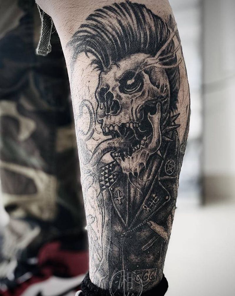 一年后纹身图片_腿部点刺纹身图案