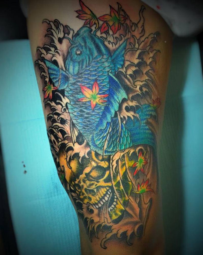 纹身很酷,舒舒服服过大年纹身图片_颈部腿部New School纹身图案