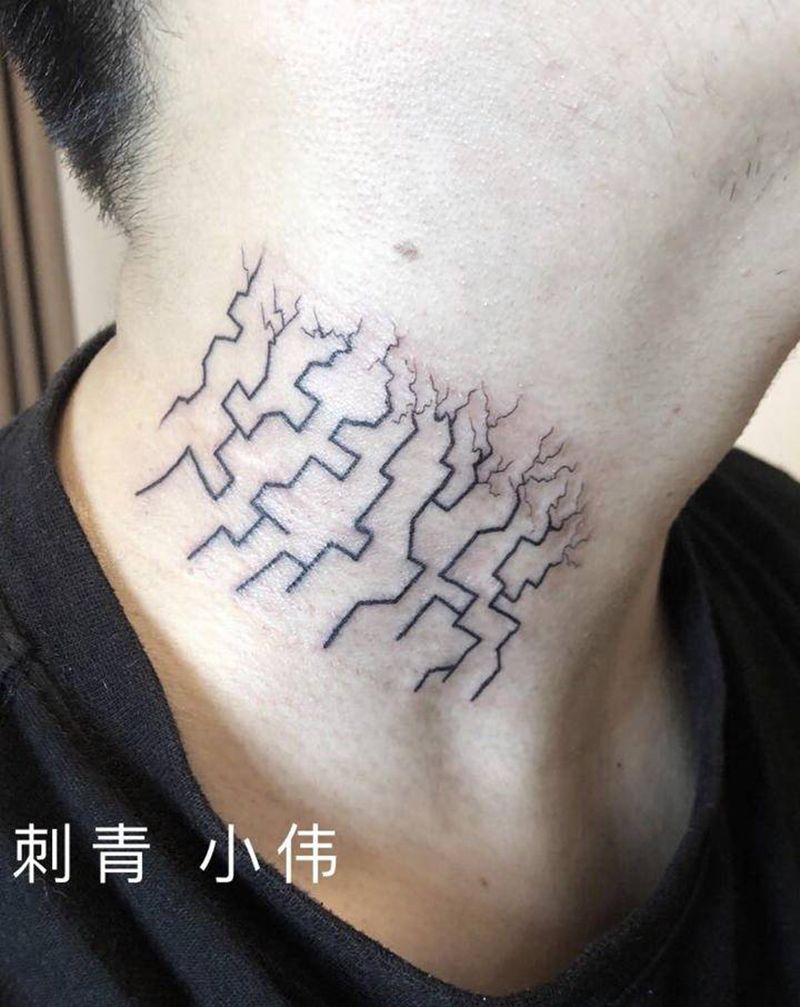 电子线路纹身图片_颈部纹身图案