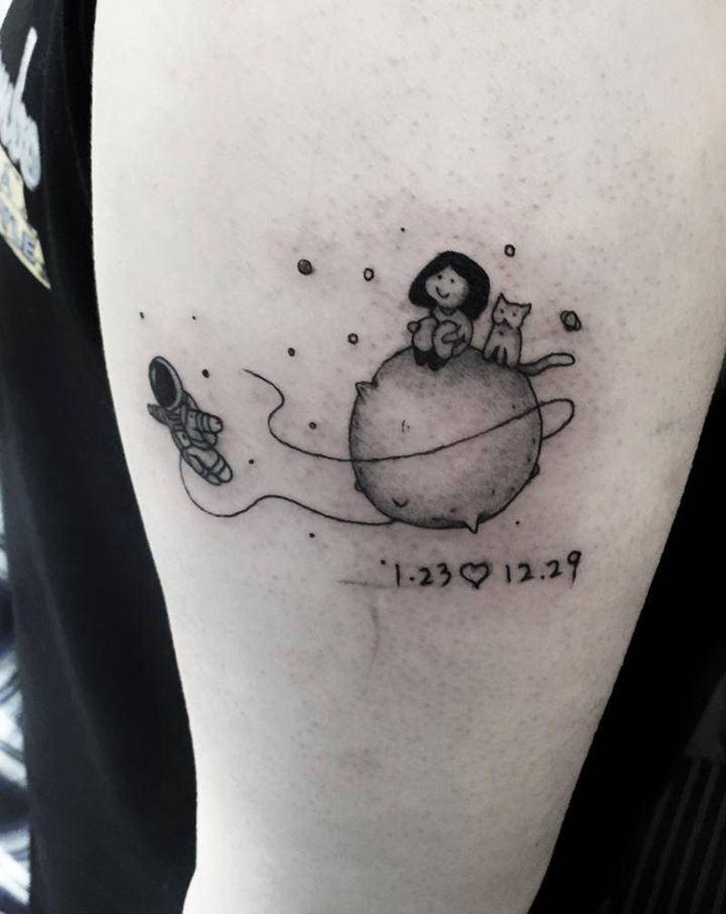 火星撞地球,带你去到太空游纹身图片_颈部腿部纹身图案