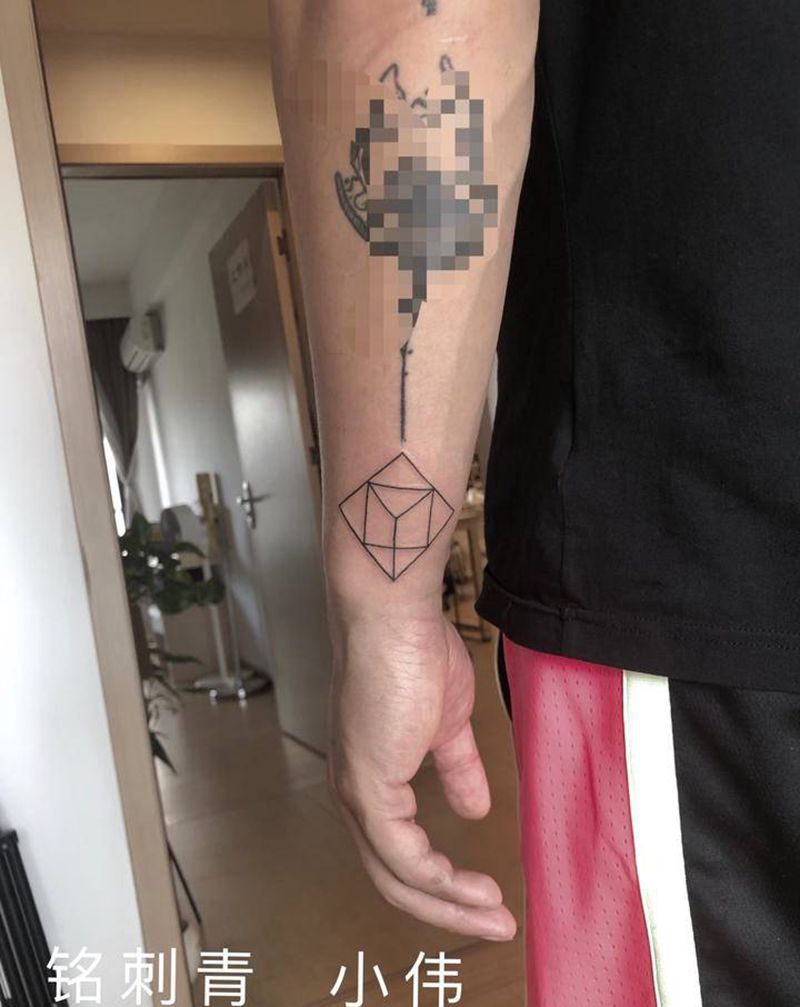 方块纹身图片_手部纹身图案