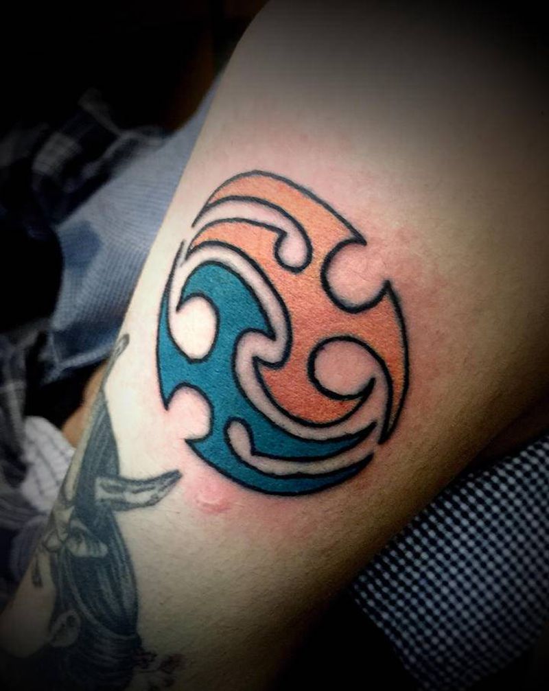 爱了就要秀,爱咋咋地,哈哈纹身图片_肩部欧美写实Old School纹身图案