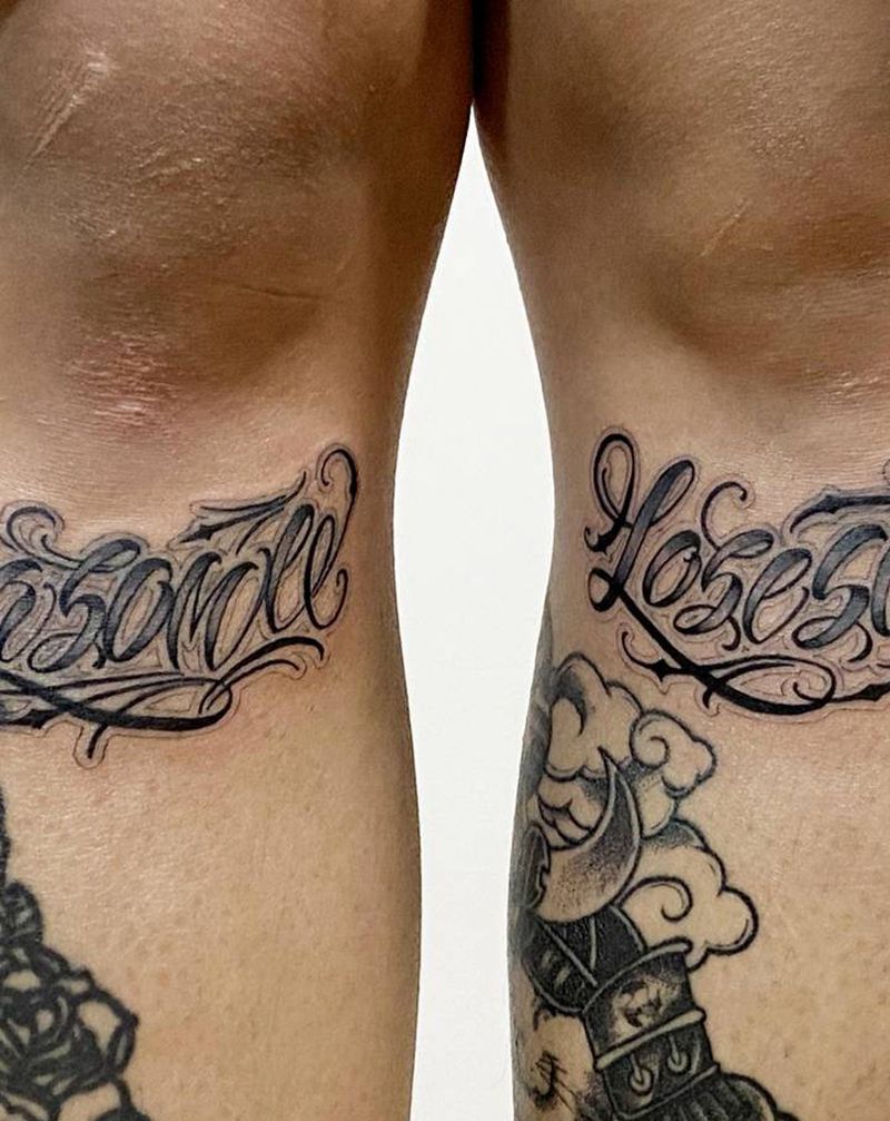 奇卡诺花体字纹身图片_腿部花体字纹身图案