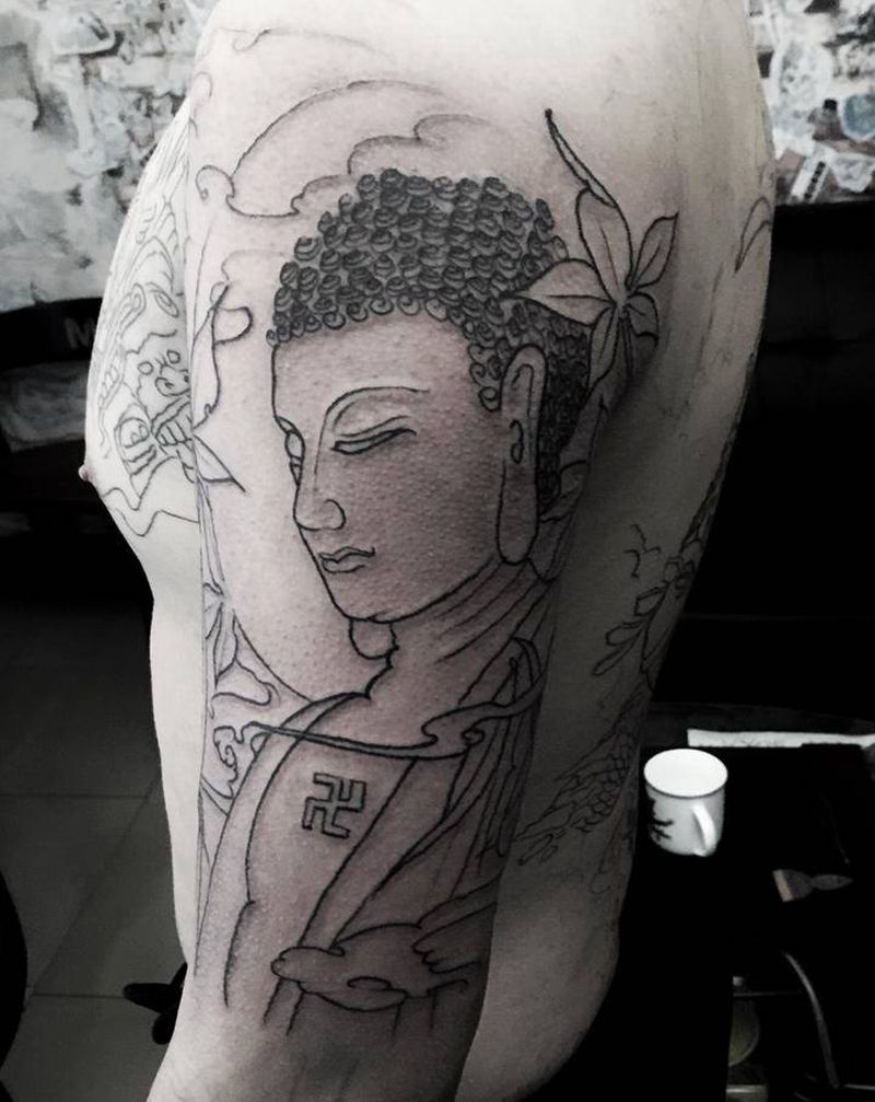 当你乐观的时候,生活就会给你当纹身图片_腿部颈部水彩New School纹身图案