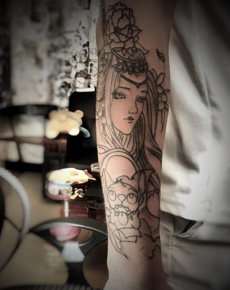 艺妓,帅爆了,帅呆了,完美不浮纹身图片_颈部肩部几何New School纹身图案