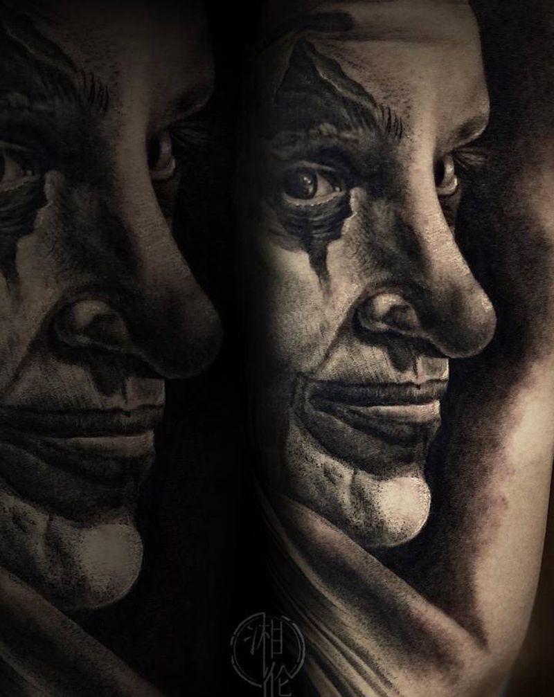 小丑 杰克纹身图片_手臂欧美写实纹身图案