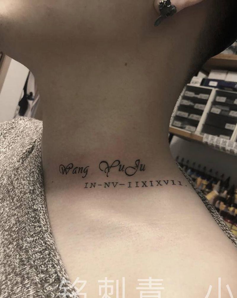 英文纹身图片_颈部纹身图案