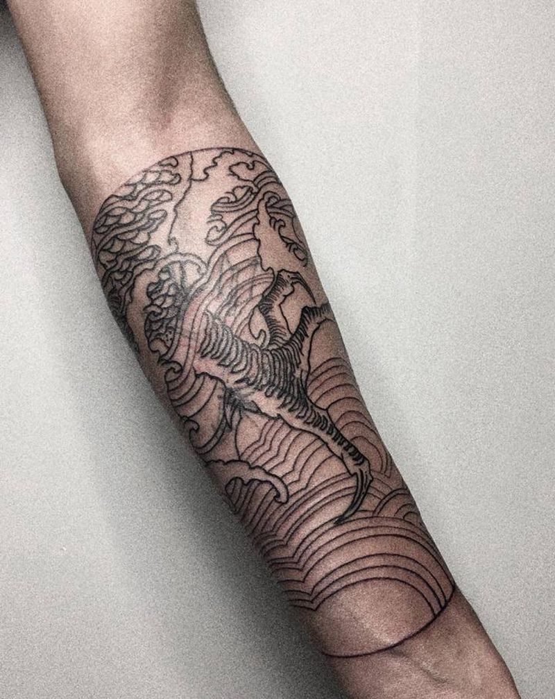 传统 龙爪 浪花