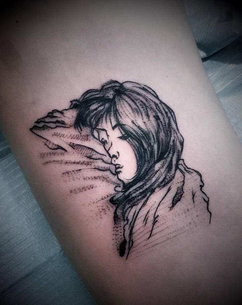 只收材料费，不墨迹不墨迹，欢迎纹身图片_颈部腿部水墨几何纹身图案