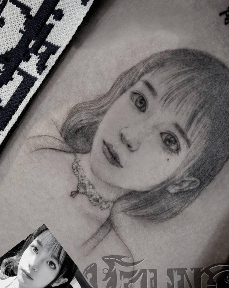 女朋友纹身图片_腿部纹身图案