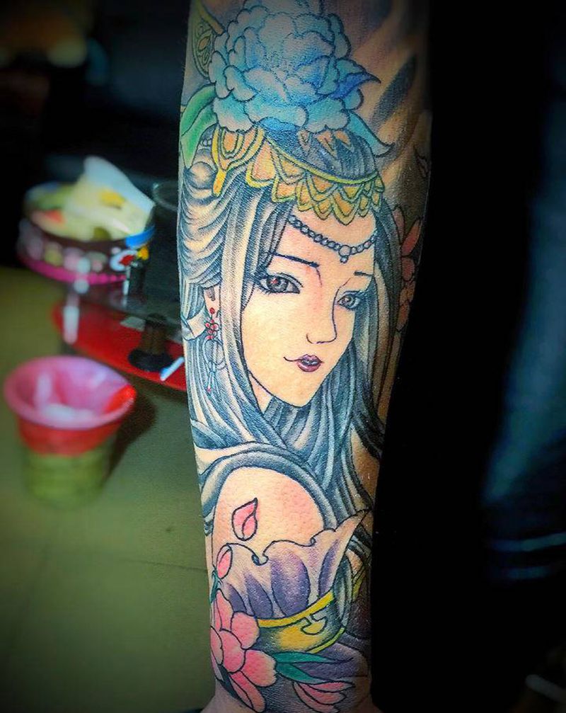 纹身第二天多了五个女朋友，特价纹身图片_颈部背部水彩纹身图案