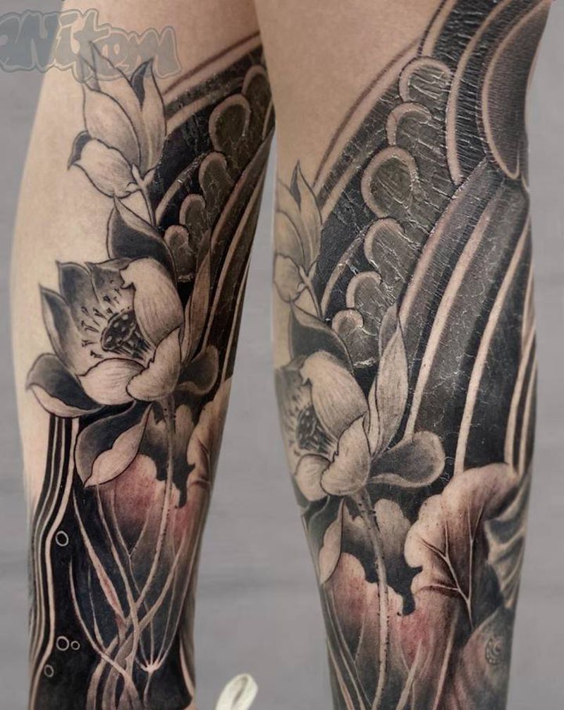 老传统纹身图片_腿部老传统纹身图案