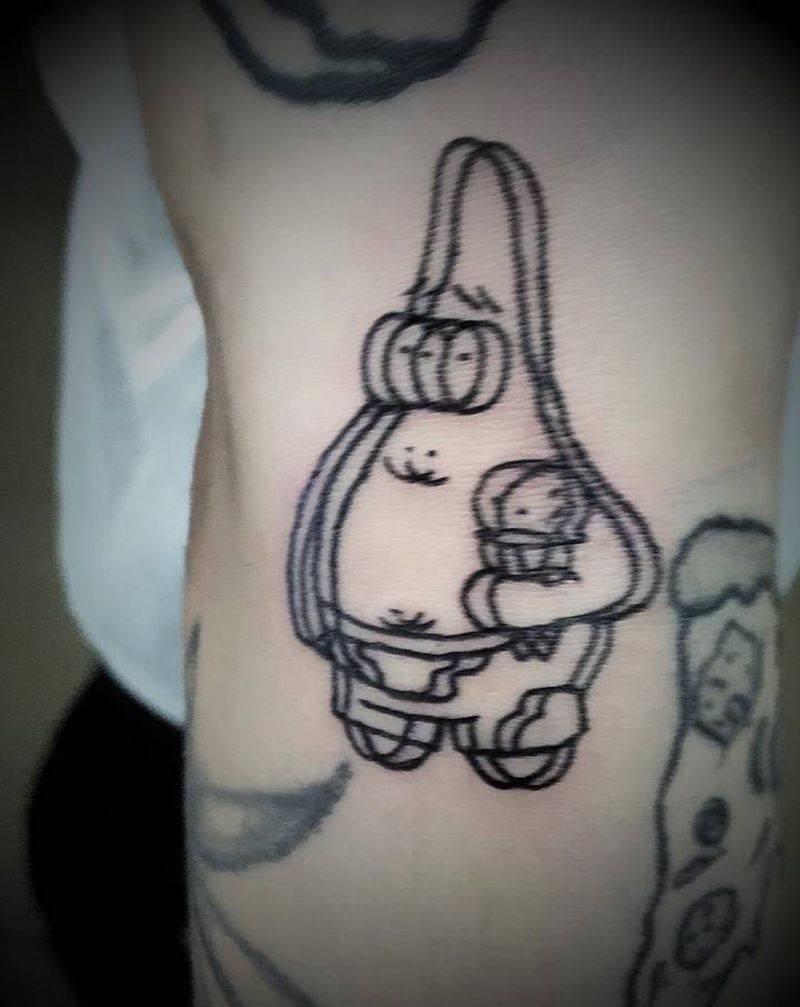 坚持，日复一日，永不疲倦纹身图片_颈部腿部New School老传统纹身图案