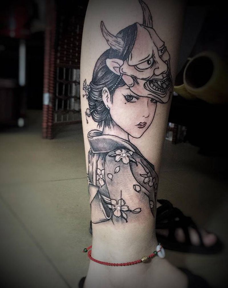 做活动，纹身只收材料费，喜欢私纹身图片_颈部腿部New School几何纹身图案