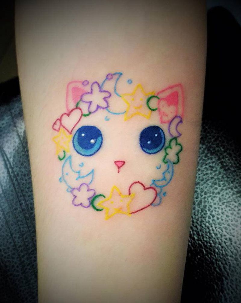 2021年，，祝福大家身体健康纹身图片_颈部腿部New School纹身图案