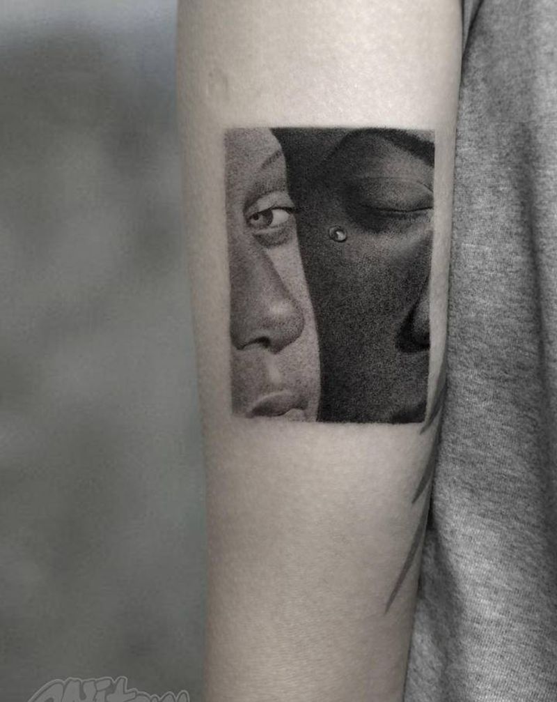 黑白纹身图片_手部欧美写实纹身图案