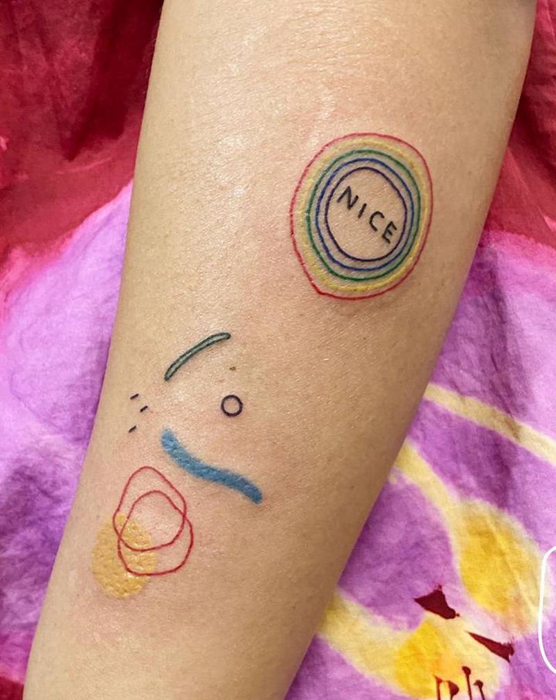 手绘小图纹身图片_手臂几何纹身图案