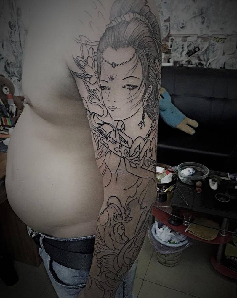 纹身特价，特价，特价纹身图片_颈部背部几何New School纹身图案