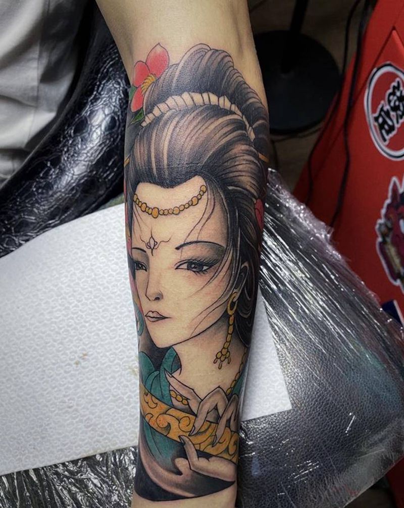 艺伎纹身图片_手臂纹身图案