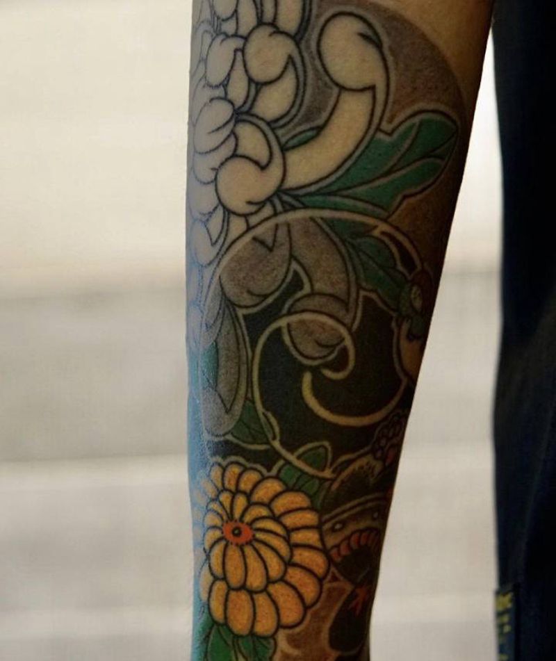 日式小臂纹身图片_手臂老传统纹身图案