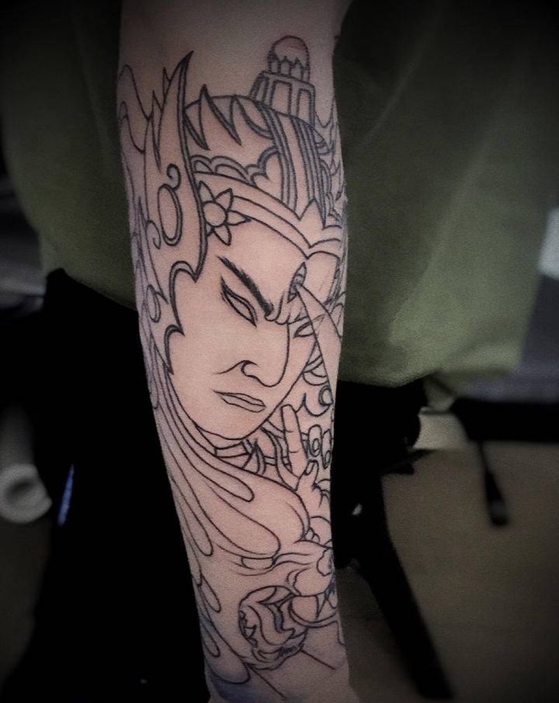 二郎神真君，帅爆了，特价不墨迹纹身图片_肩部背部几何New School纹身图案