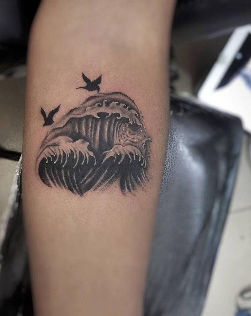 遮盖纹身图片_肩部老传统几何纹身图案