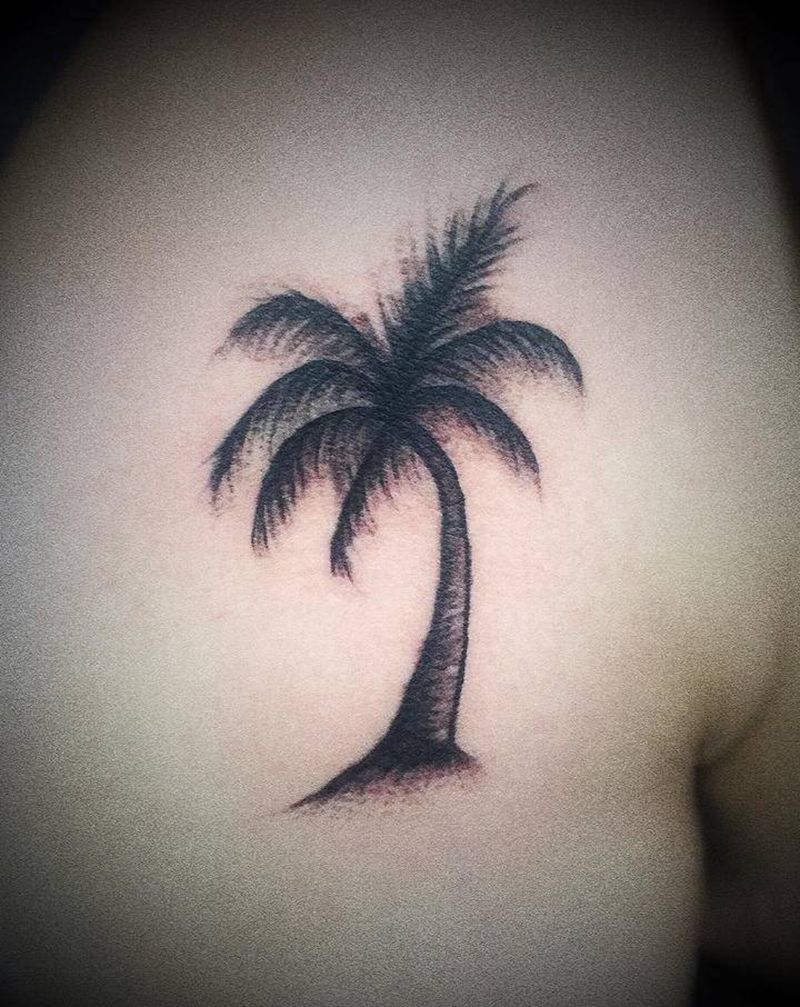 夏天配椰子树纹身特价纹身图片_颈部腰部几何纹身图案