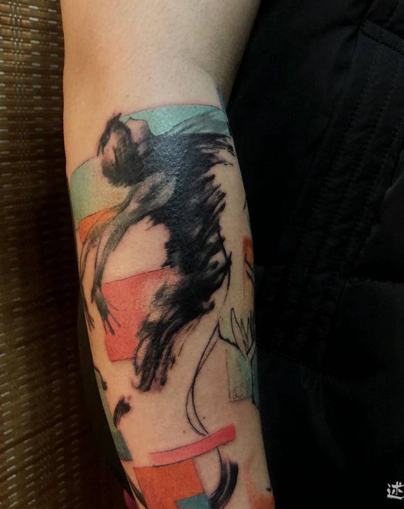 关于自由纹身图片_手臂水彩几何纹身图案