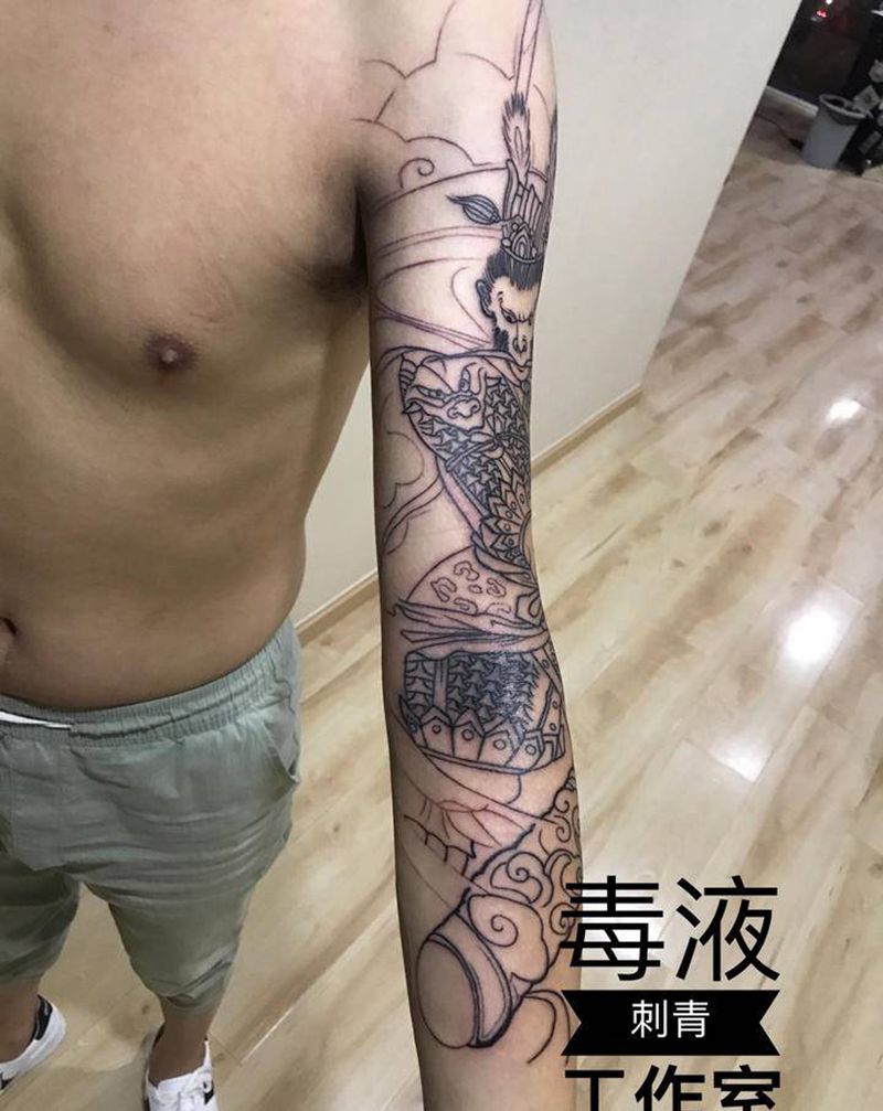 猴子纹身图片_肩部新传统纹身图案