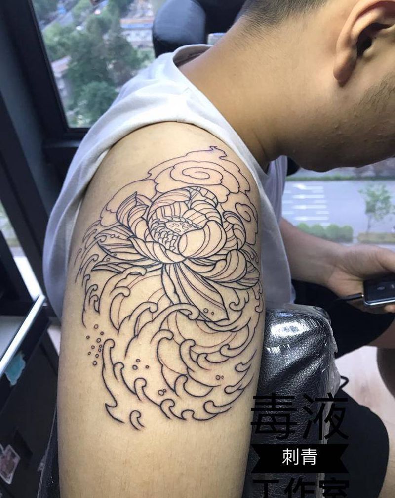 花浪纹身图片_手臂纹身图案