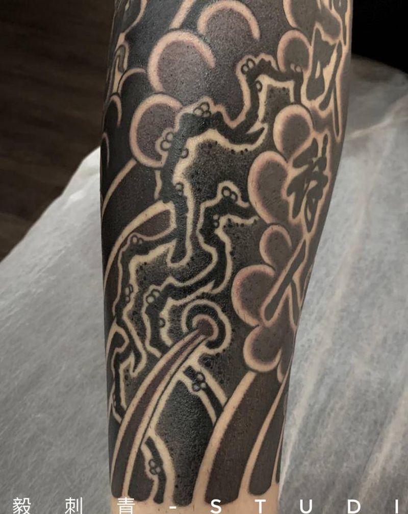 传统板雾包小腿纹身图片_手臂腿部老传统新传统纹身图案