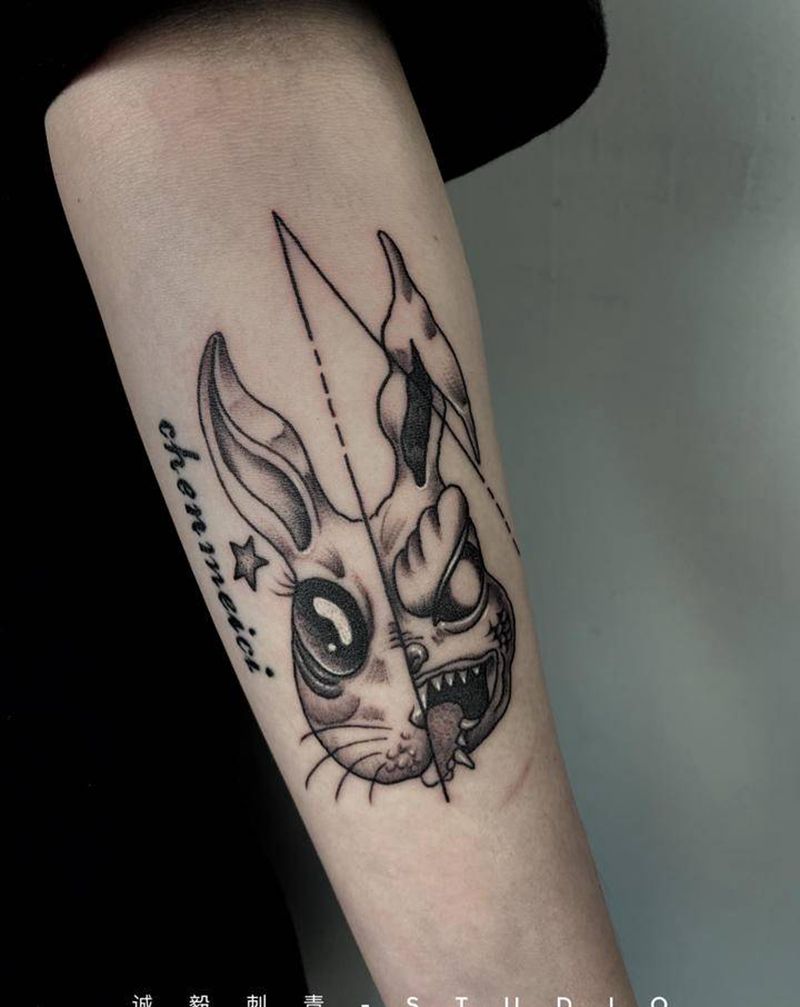 兔子纹身图片_手臂New SchoolOld School纹身图案