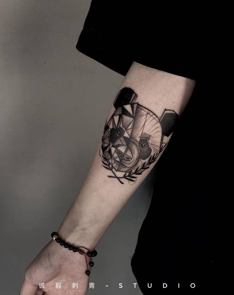 熊猫纹身图片_手臂Old SchoolNew School纹身图案