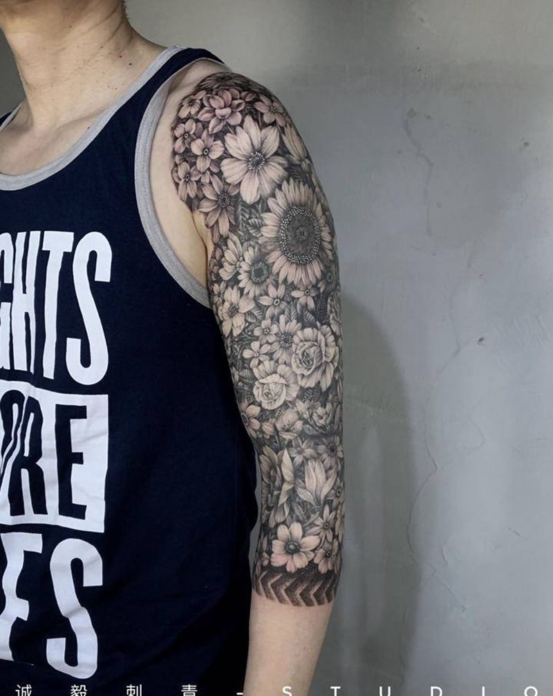 花臂最新款纹身图片_手臂腿部欧美写实新传统纹身图案